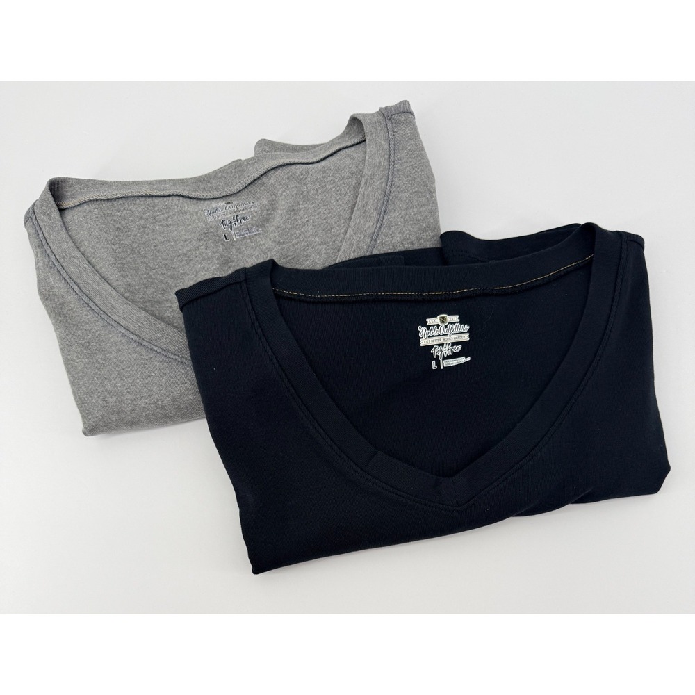 Noble Outfitters Womens Large T Shirt Lot 2 Gray Black V Neck Tug Free Basic Tee